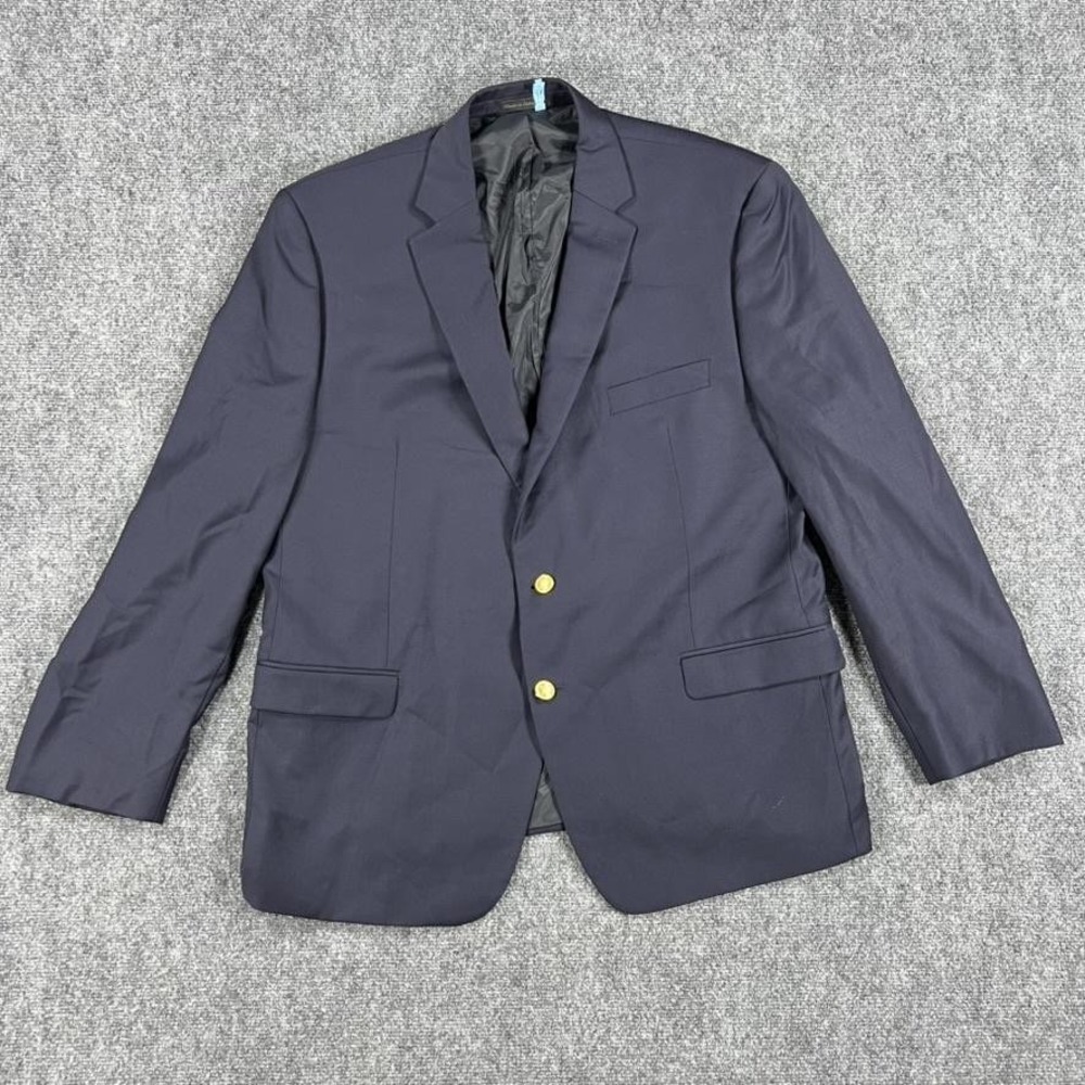 Ralph Lauren Blazer Mens 46R Navy Blue Gold Wool Button Two Button Jacket